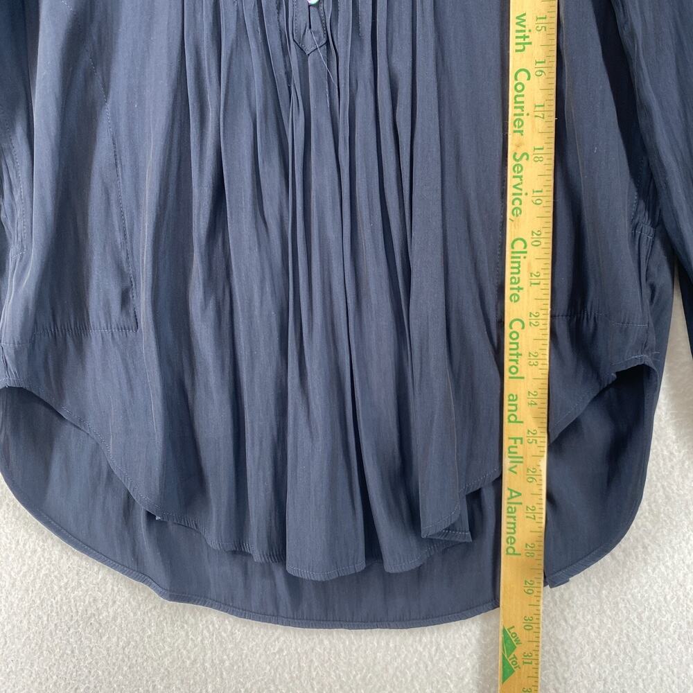 CALYPSO ST BARTH Top XS Satin Tunic Blouse Pintuck Popover Long Sleeve Blue - Picture 11 of 12